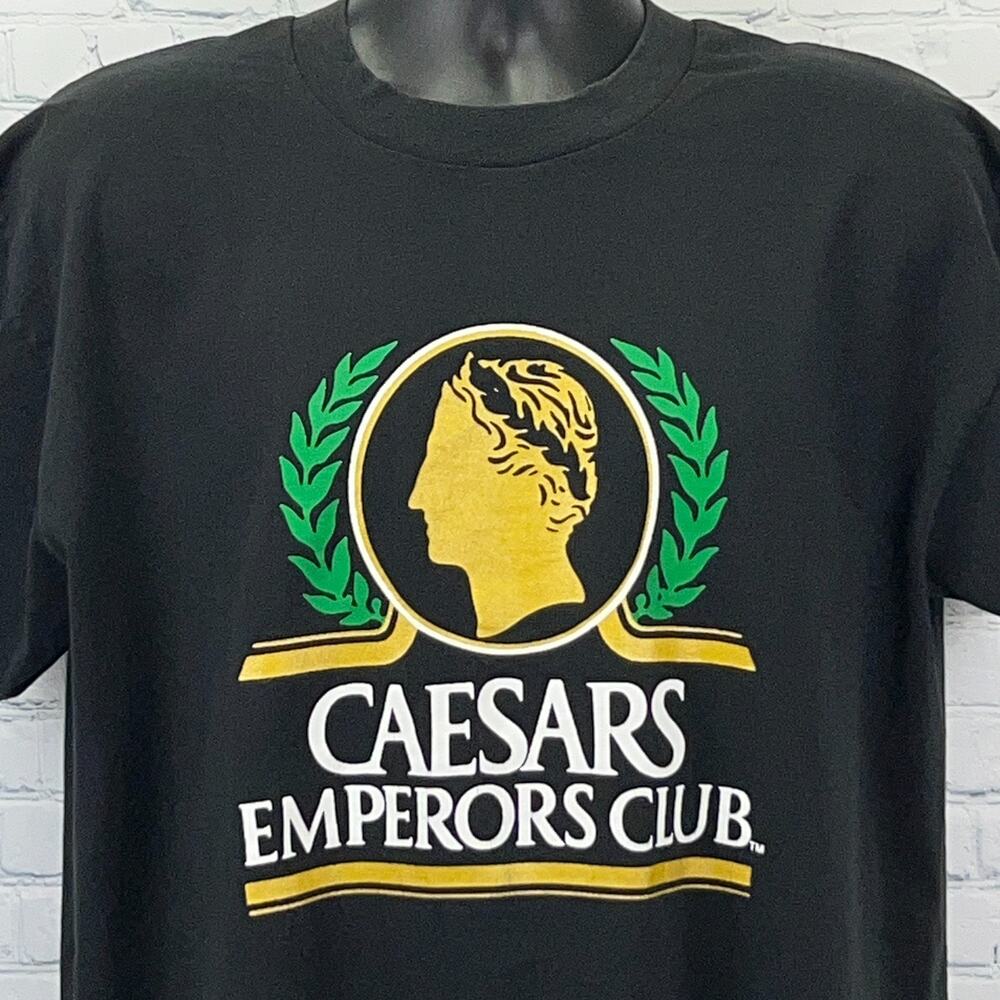 Vintage Caesars Palace Emperors Club T Shirt Las Vegas Casino Black XL X-Large